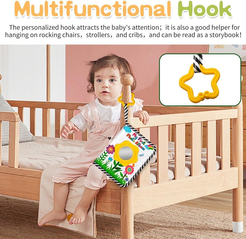 Grekos My First Book Of Photos, Baby's My First Family Album, My First Photo Book For Baby Holds 17 4x6 Photos,Toddler Photo Album With Safety Mirror,Soft Cloth Photo Book For Newborn Toddler & Kids (yellow) - Image 5